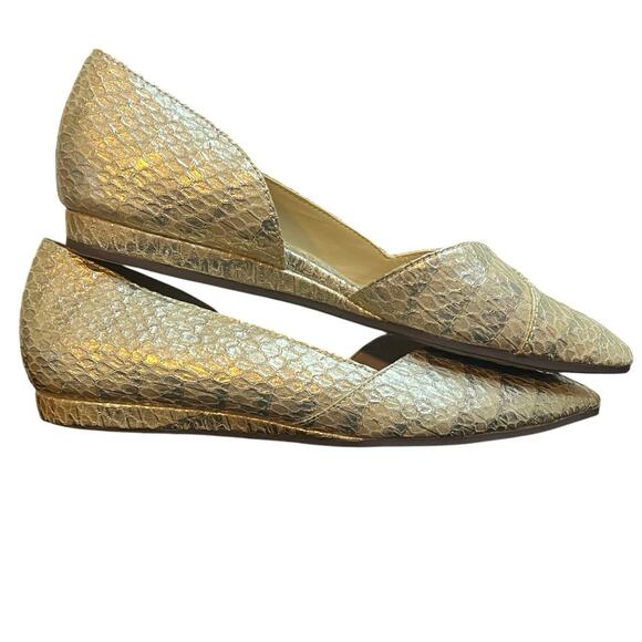 Naturalizer Kristin Leather Ballerina D’Orsay Flats Snakeskin Neutral Chic Prep - Picture 5 of 9